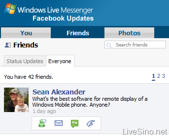Windows Live Messenger 中的 Facebook 选项卡已在英国推出
