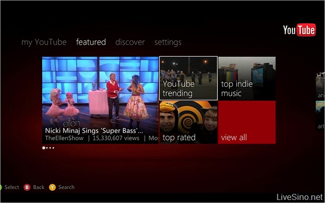 MSN Video 和 YouTube 等一批视频服务都已登陆 Xbox LIVE