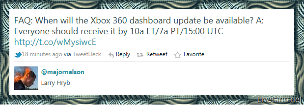 Xbox 360 Dashboard 更新时间宣布：今晚 23 点之前