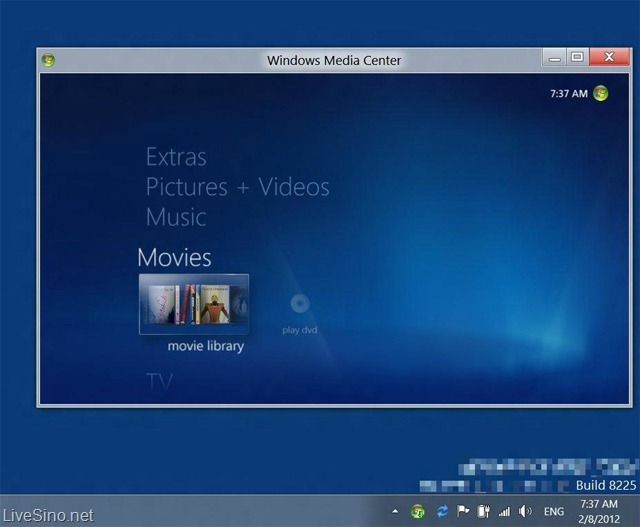 Windows 8 Media Center 无改动，未确定是否出现于消费者预览版
