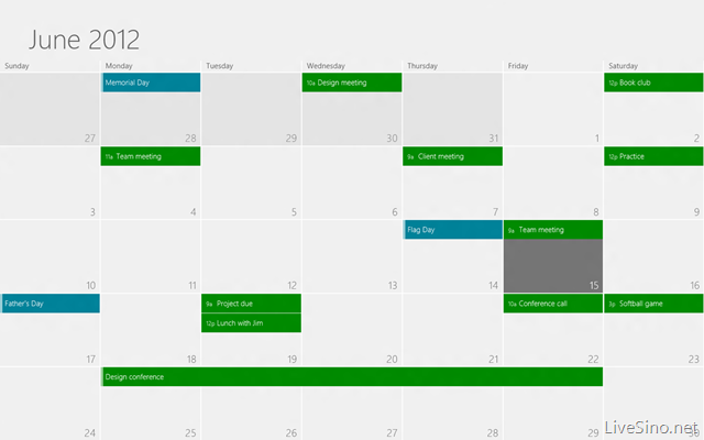 设计 Windows 8 Calendar 日历应用