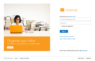 Metro 版 SkyDrive 和 Hotmail 登录页面和微软帐户服务推出
