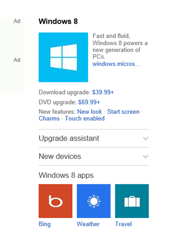 强势整合，必应 Bing 已整合 Windows 8 应用搜索和推荐