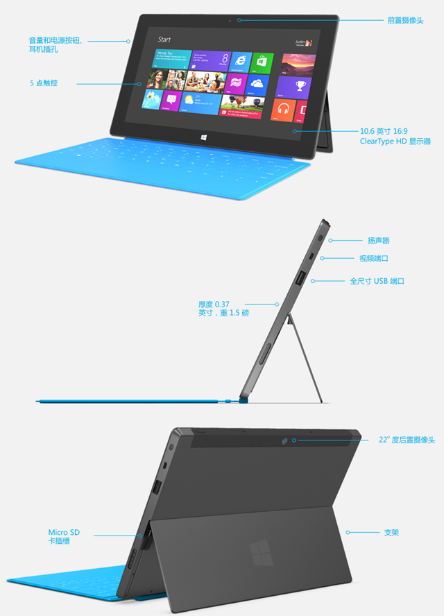 微软正式宣布 Surface RT 首发国家和价格、配件