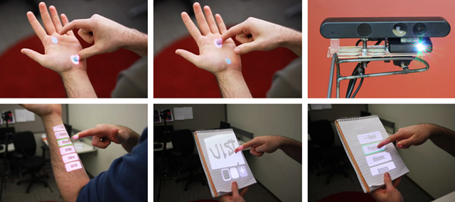 微软研究院演示 OmniTouch 穿戴式多点触控投影技术