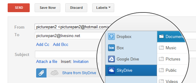 Gmail 附件新体验：SkyDrive + Attachments.me