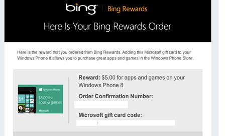 Bing Rewards 提供 Windows Phone 8 应用购买抵购兑换