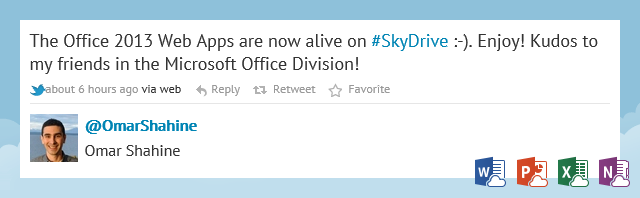 Office 2013 Web Apps 正式版已在 SkyDrive 上线