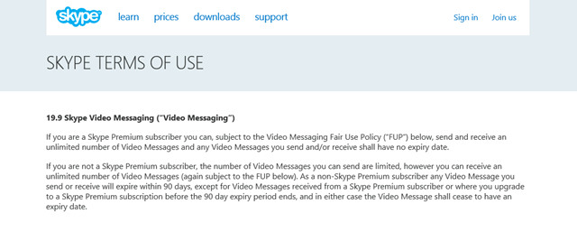 Skype 更新使用条款，确认视频消息功能