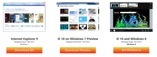 微软推出 IE 10 for Windows 7 预览版下载页面