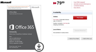 Office 365 订阅零售包装出现，Office 2013 将于 1 月 29 日上市
