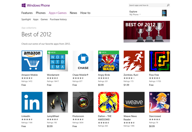 微软官方：Windows Phone 2012 年度最佳应用