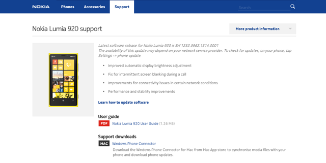 诺基亚 Lumia 920 1314 固件更新发布，已修复 AT&T 网络连接问题