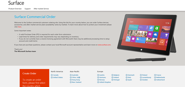 微软开放 Surface 企业批量采购渠道