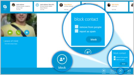 Skype for Windows 8 更新：阻止联系人