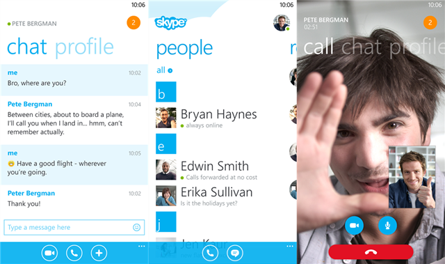 Skype for Windows Phone 8 更新，人脉整合回归
