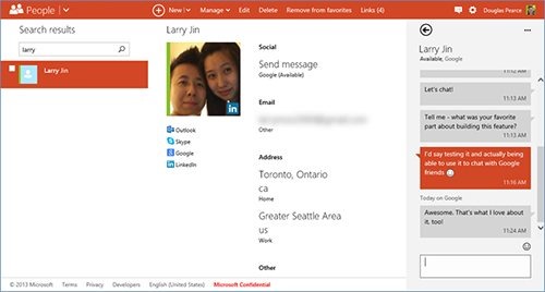 微软宣布 Outlook.com 消息支持 Google Talk 聊天