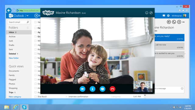 Outlook.com 内置 Skype 视频聊天向所有用户开放