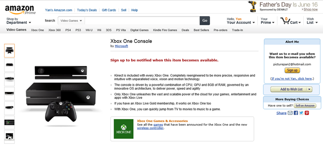 Xbox One 上市提醒页面注册上线