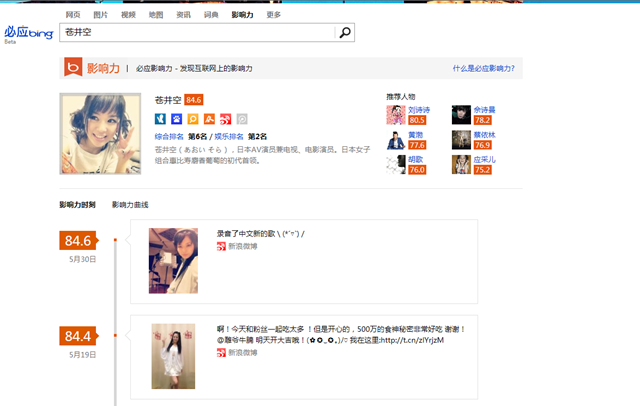 必应 Bing 影响力：微软中国的互联网影响力指数