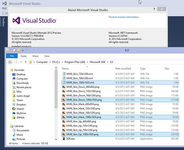 Visual Studio 2013 内含 1080p WP8 模拟器文件