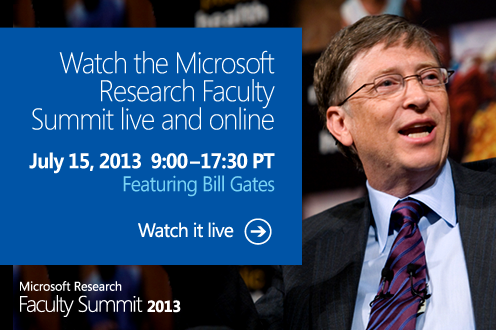 Bill Gates 将进行微软研究院学术峰会主旨演讲