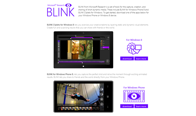 Blink for WP8 版应用更新，并发布 Windows 8 版 BLINK Cliplets