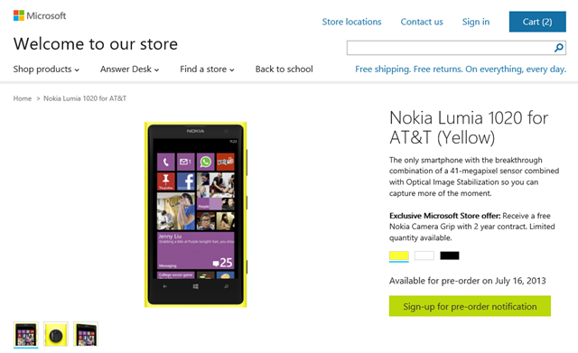 微软零售店购买 Lumia 1020 赠送相机手柄配件