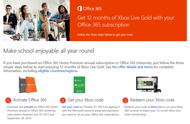 激活 Office 365 订阅免费获得 1 年 Xbox LIVE Gold
