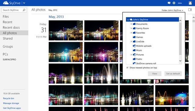 SkyDrive 所有照片时间轴将增加文件夹筛选