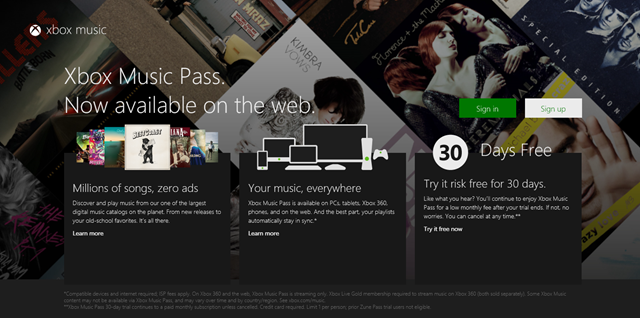 Web 版 Xbox Music 正式上线