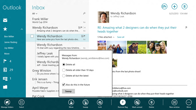 Windows 8.1 邮件、日历和人脉应用重大更新预览