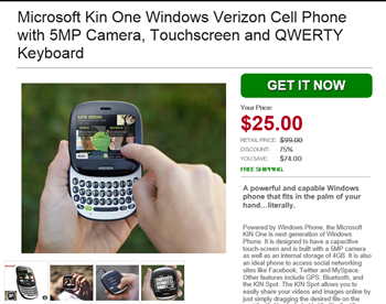 微软 KIN One 手机再现，折扣价 $25