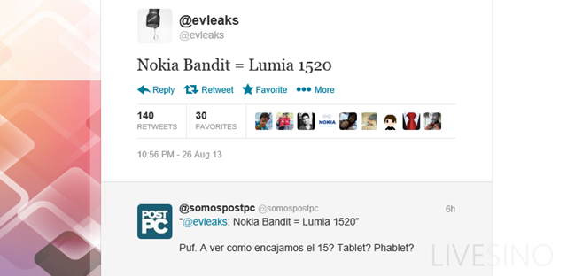 诺基亚平板手机 Bandit 将被命名为 Lumia 1520