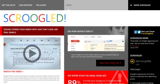 微软 Scroogled“攻击 Google”系列新广告 Gspam