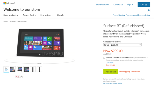 微软官方翻新 Surface RT 售价 $299 起跳