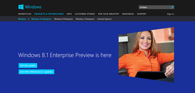 微软发布 Windows 8.1 Enterprise Preview