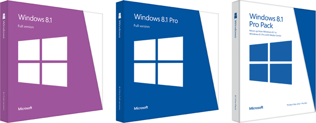 微软宣布 Windows 8.1 价格和包装