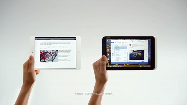 微软新广告 Acer Iconia W3 挑战 iPad mini