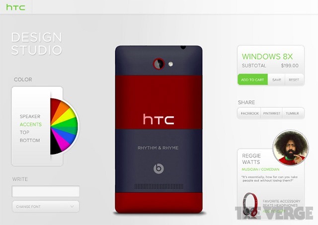HTC 曾计划推出手机色彩定制服务，涉及 HTC 8XT