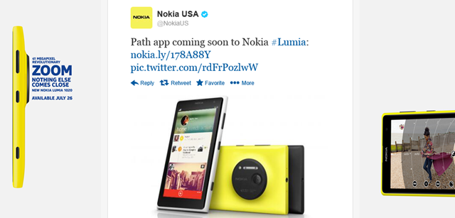 诺基亚：Path Windows Phone 即将到来