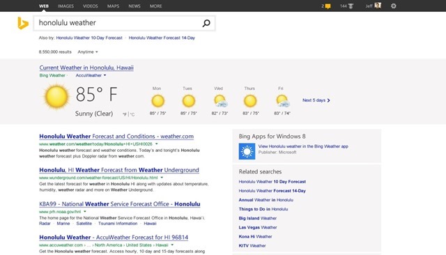 Windows 8.1：Bing.com、必应 Bing 应用、智能搜索