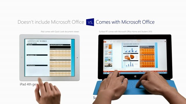 iPad vs. Windows 系列新广告：Surface RT 第二部