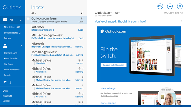 微软谈 Windows 8.1 新邮件应用体验