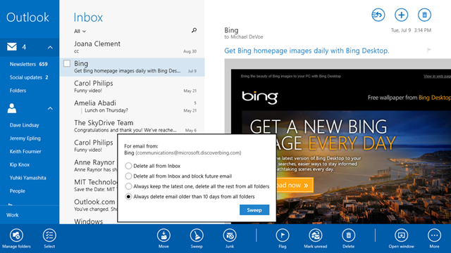 微软谈 Windows 8.1 新邮件应用体验