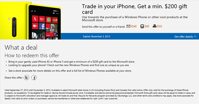 微软开始 iPhone 以旧换新计划，最低 $200 礼品卡