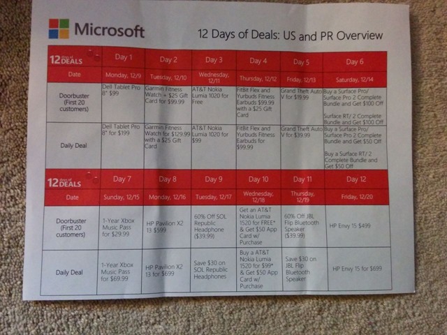 微软零售店 12 Days of Deals 折扣清单泄露