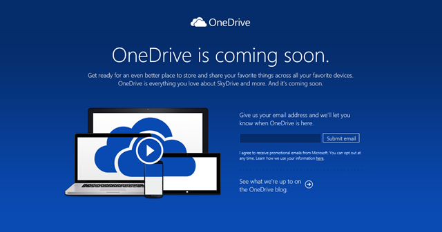 微软 SkyDrive 更名为 OneDrive