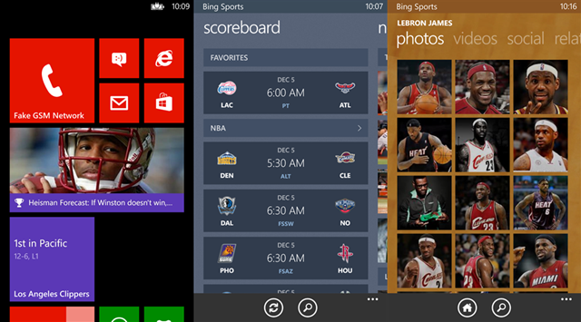 微软更新 Windows Phone 8 版必应体育