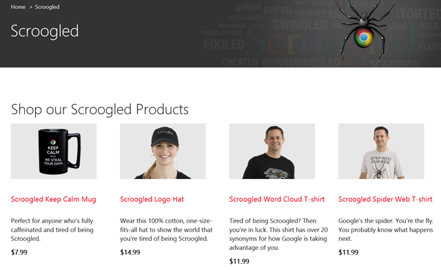 微软“反 Google” Scroogled 纪念品上架微软零售店